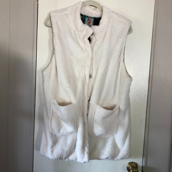 Johnny Was Reversable Cream Colored Sherpa  Vest - Picture 1 of 7
